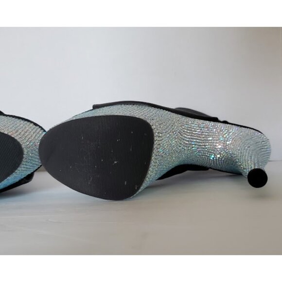 Pleaser Rhinestone Platform Stiletto Bootie Peeptoe Shoe Sz 7 Exotic Dancer Pole - Picture 10 of 13